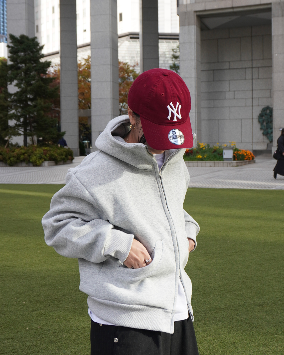 【即納】スタンドカラーフードパーカー K5013