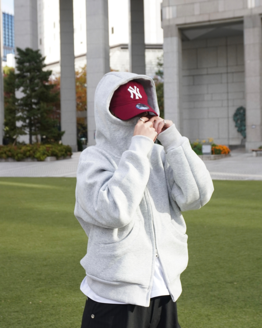 【即納】スタンドカラーフードパーカー K5013