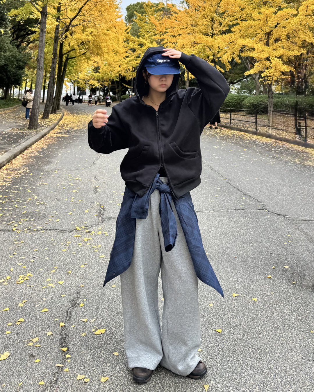 【即納】チェックフードシャツ K5017