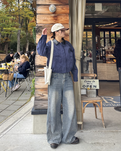 【即納】コーデュロイレザーカラーブルゾン K5018