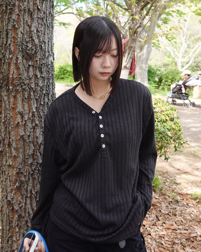 【即納】ヘンリーネックシアーロンT K5028