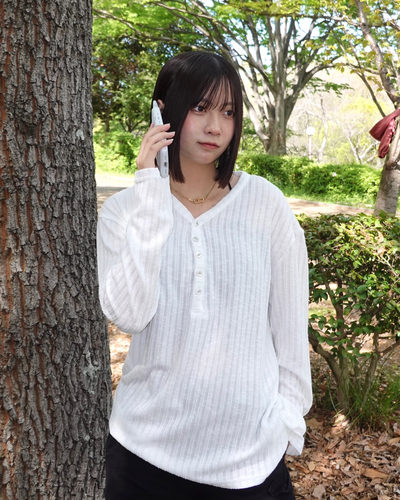 【即納】ヘンリーネックシアーロンT K5028