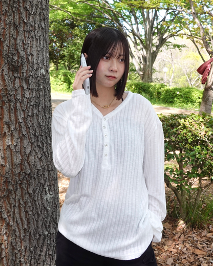 【即納】ヘンリーネックシアーロンT K5028