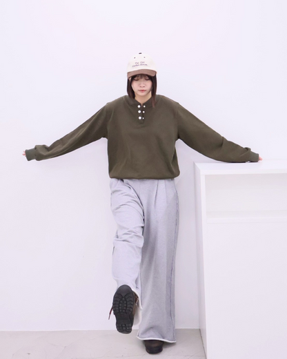 【11/25 19:00販売開始 オリジナル 即納】コットンヘンリーネックスウェットシャツ K6001