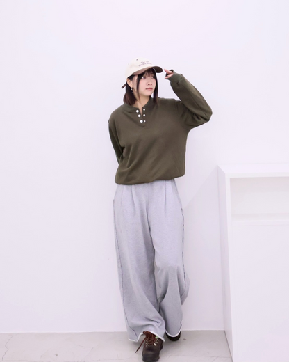 【11/25 19:00販売開始 オリジナル 即納】コットンヘンリーネックスウェットシャツ K6001