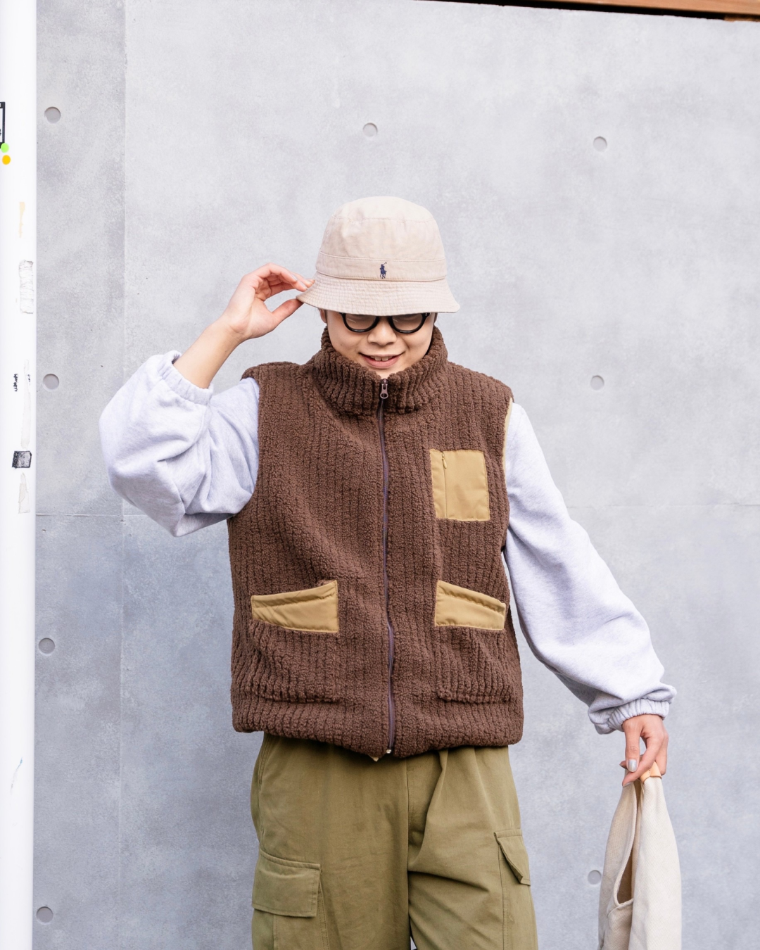 Wool color block vest KA0019