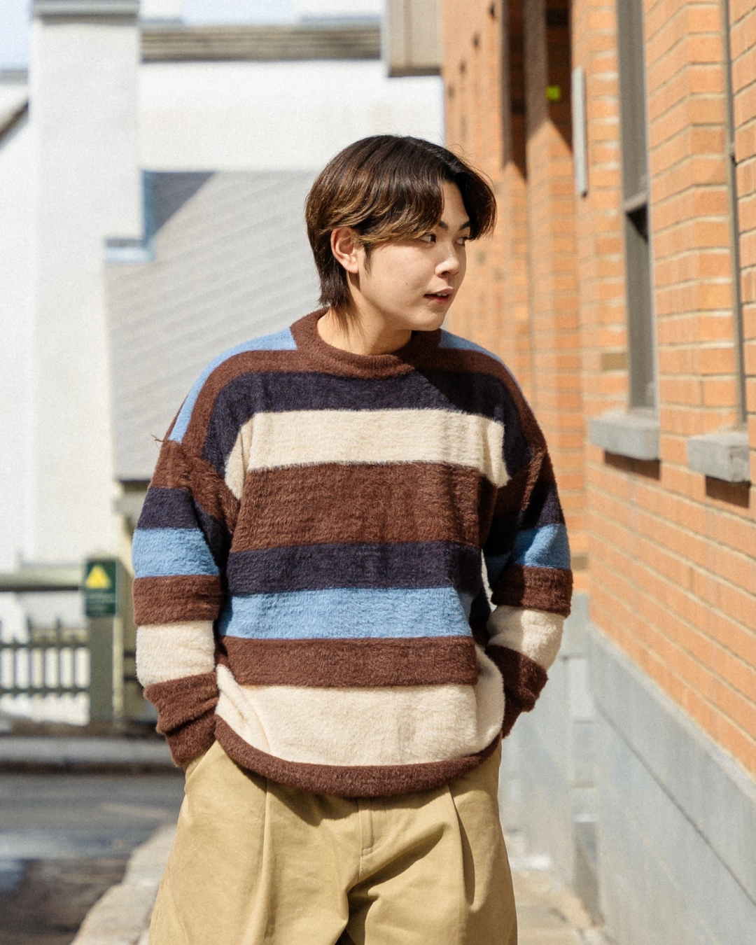 Striped loose knit sweater KA0026