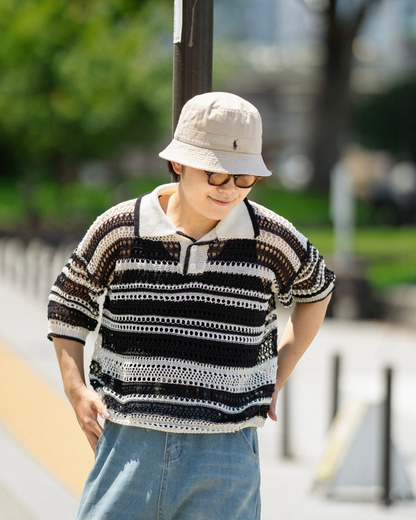 即納】デザインかぎ編みストライプニットポロシャツ KA0054 – YOLO 即納】デザインかぎ編みストライプニットポロシャツ KA0054 – YOLO
