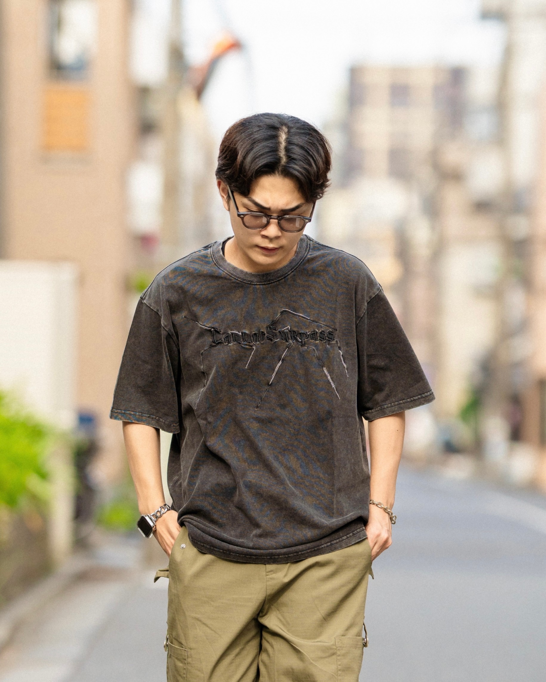 ウォッシュチェストデザインTシャツ　KA0057