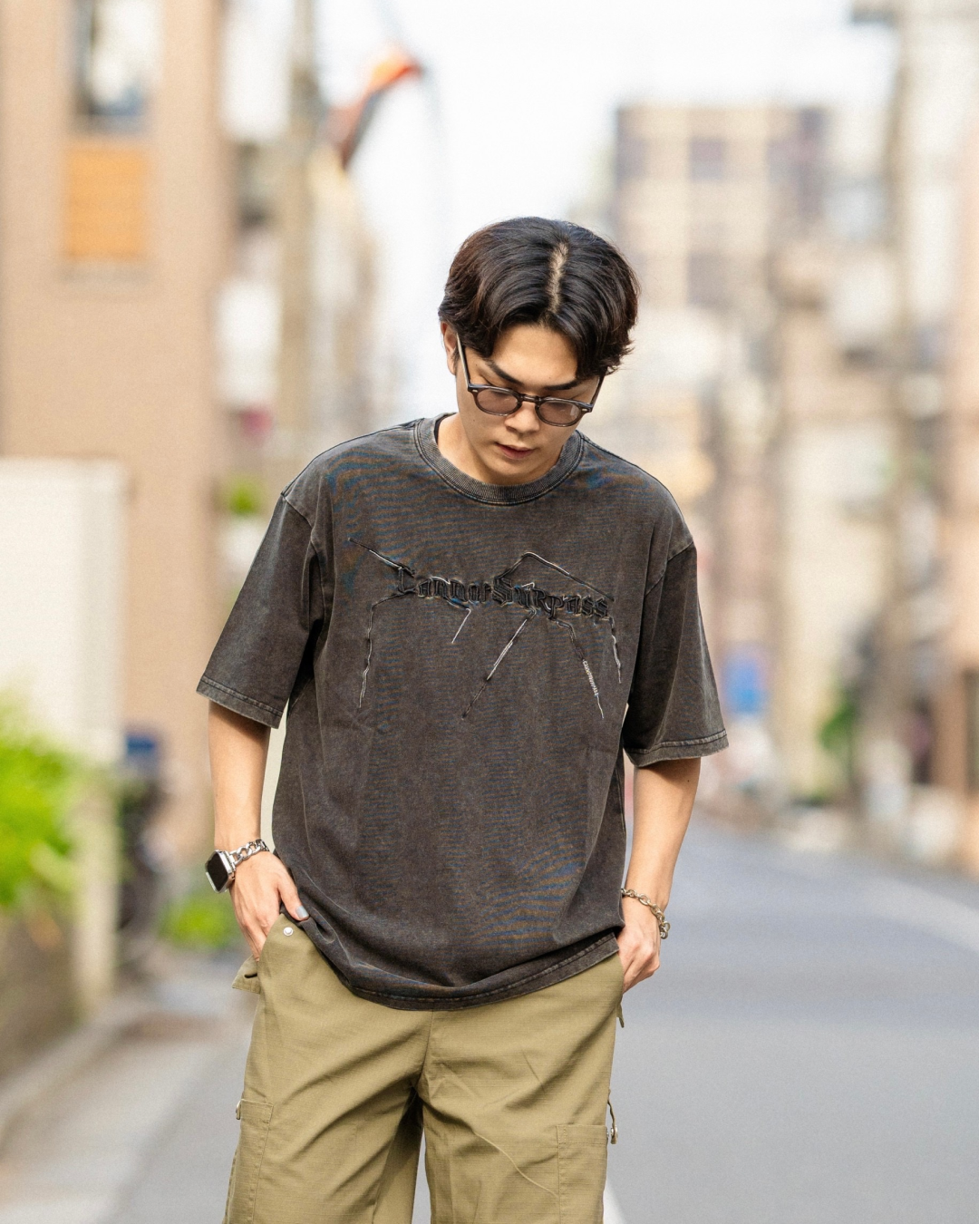 ウォッシュチェストデザインTシャツ　KA0057