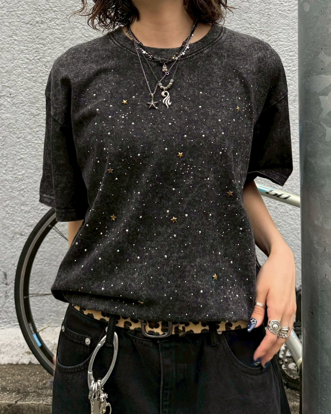 ラメストーンTシャツ KM1058