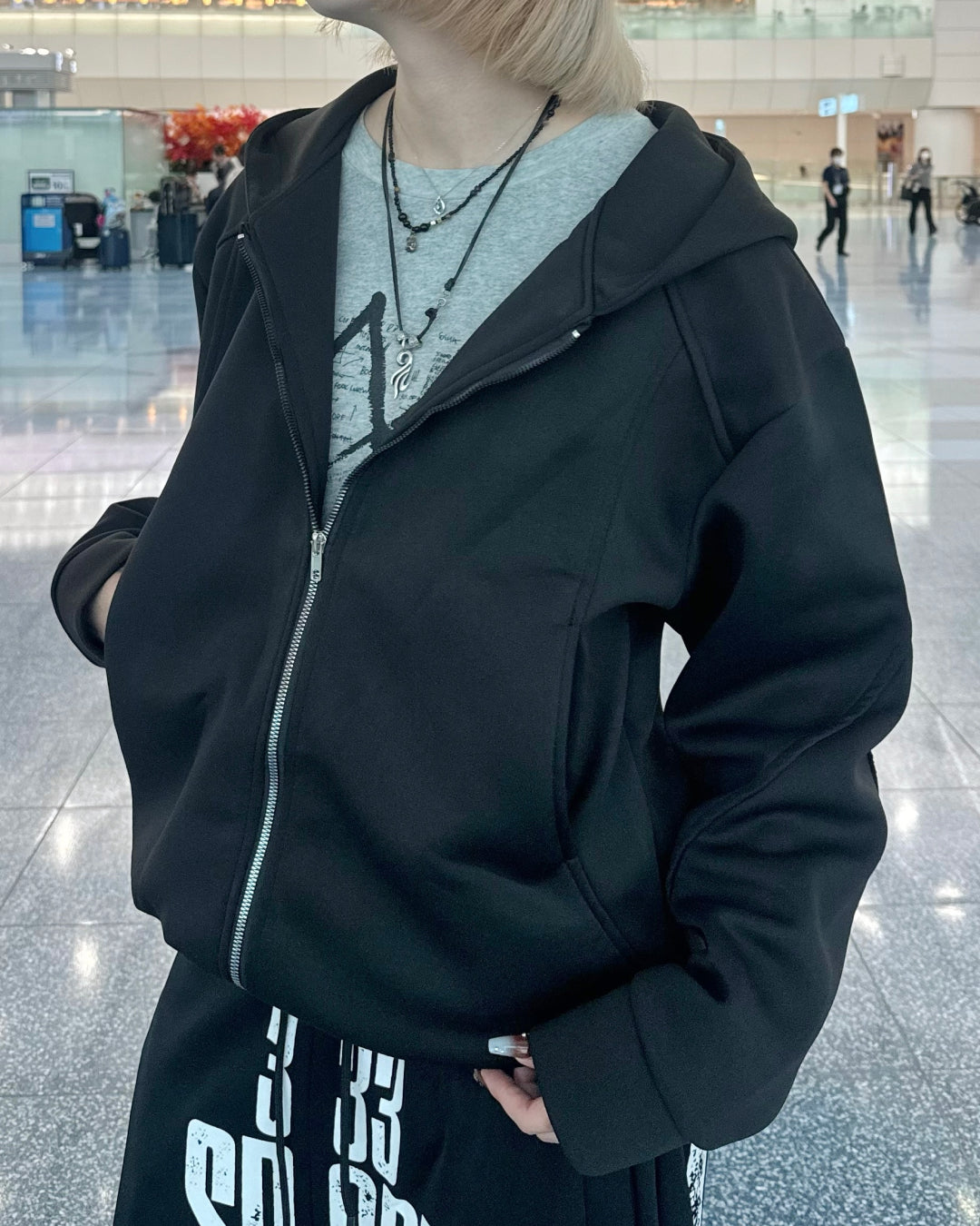 デザインダブルジップパーカー KM1215