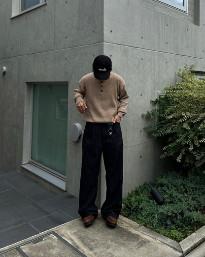 ラウンドネックボタンニット KA1240