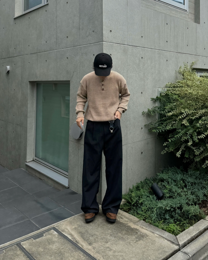 ラウンドネックボタンニット KA1240