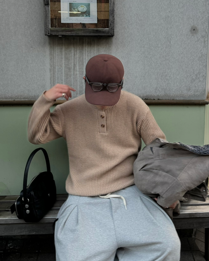 【一部即納】ラウンドネックボタンニット KA1240