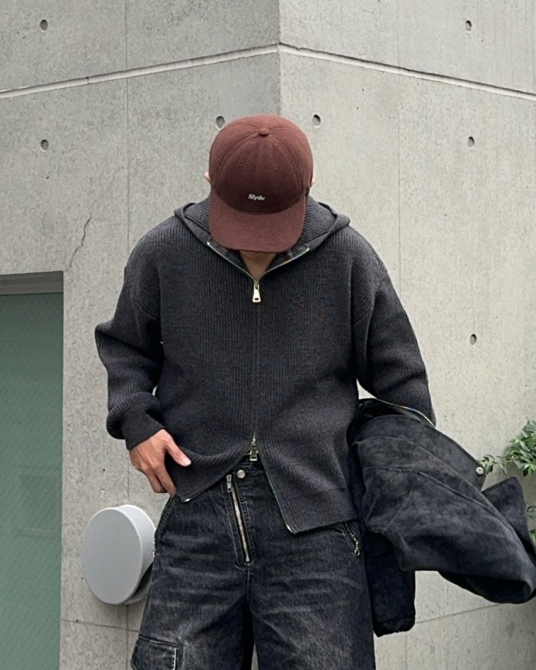 【即納】リブニットジップアップパーカー KA5017