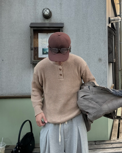 【一部即納】ラウンドネックボタンニット KA1240