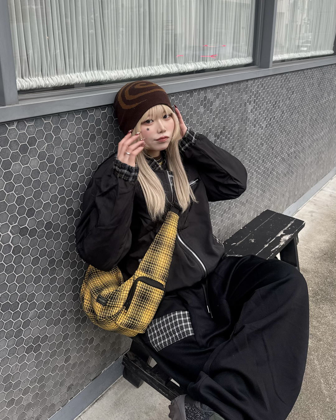 チェックナイロンジャケット KM1246