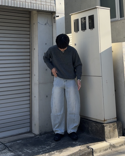 【即納】Vネックレイヤードニット KA5013