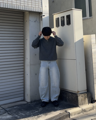 【即納】Vネックレイヤードニット KA5013
