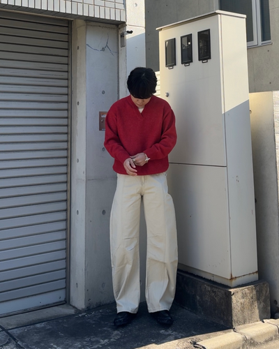 【即納】Vネックレイヤードニット KA5013