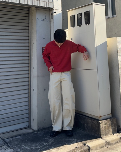【即納】Vネックレイヤードニット KA5013