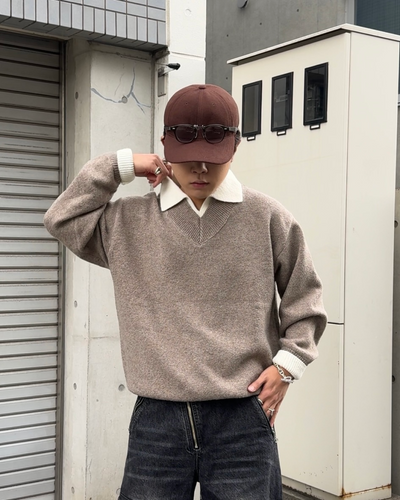 【即納】レイヤードニットカーディガン KA5014