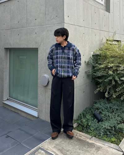 【即納】チェックシャギーポロニット KA5020
