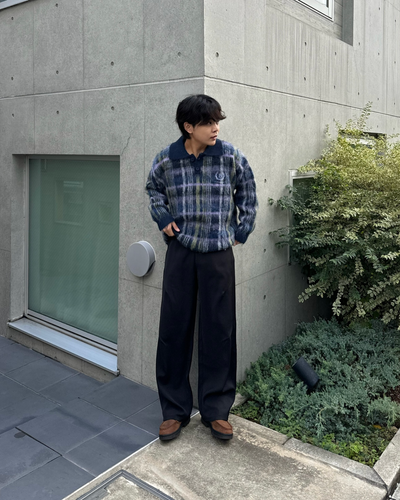 【即納】チェックシャギーポロニット KA5020