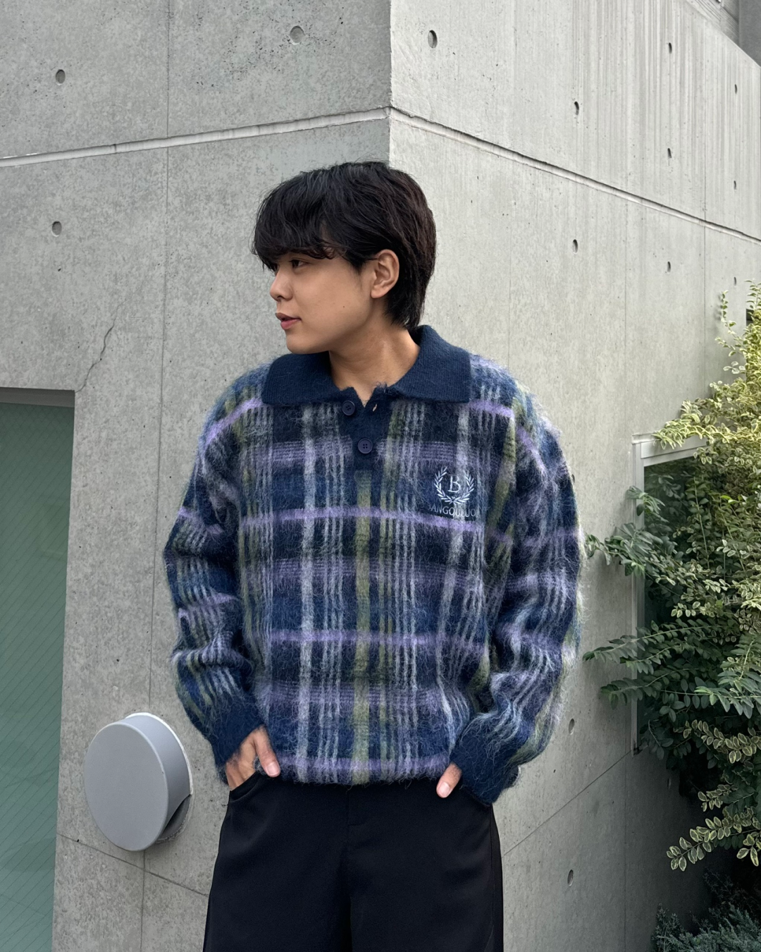 【即納】チェックシャギーポロニット KA5020