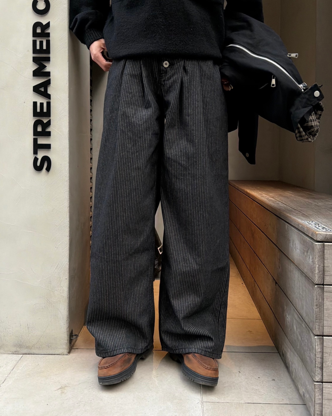 ストライプワイドレッグスラックス KA7138