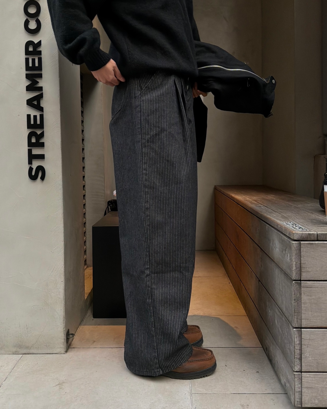 ストライプワイドレッグスラックス KA7138