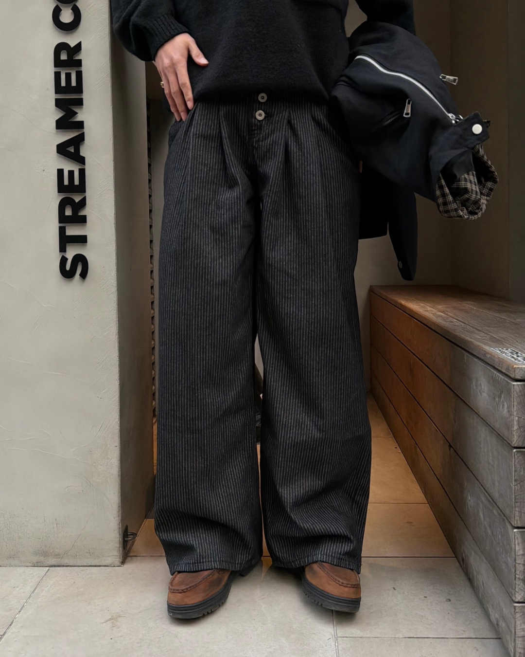 ストライプワイドレッグスラックス KA7138