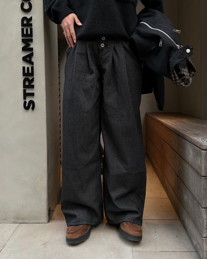 ストライプワイドレッグスラックス KA7138