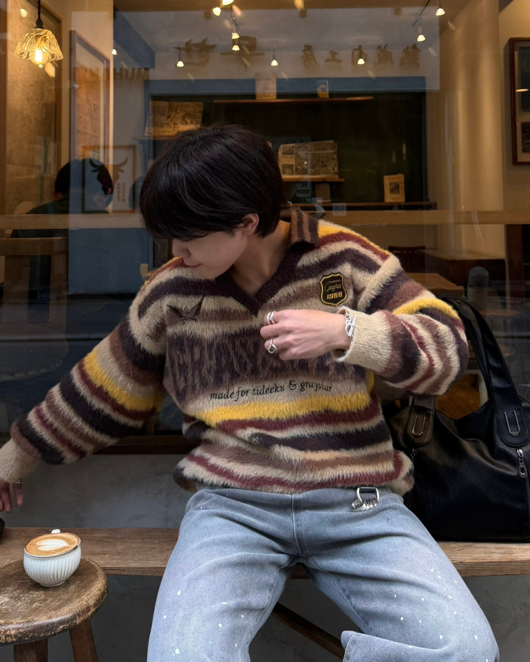 マルチボーダーVネックセーター KA7163