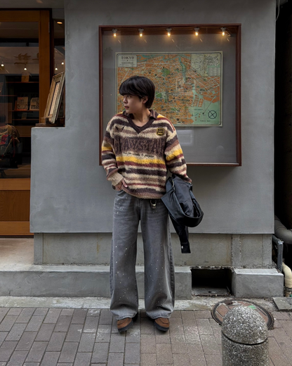 マルチボーダーVネックセーター KA7163