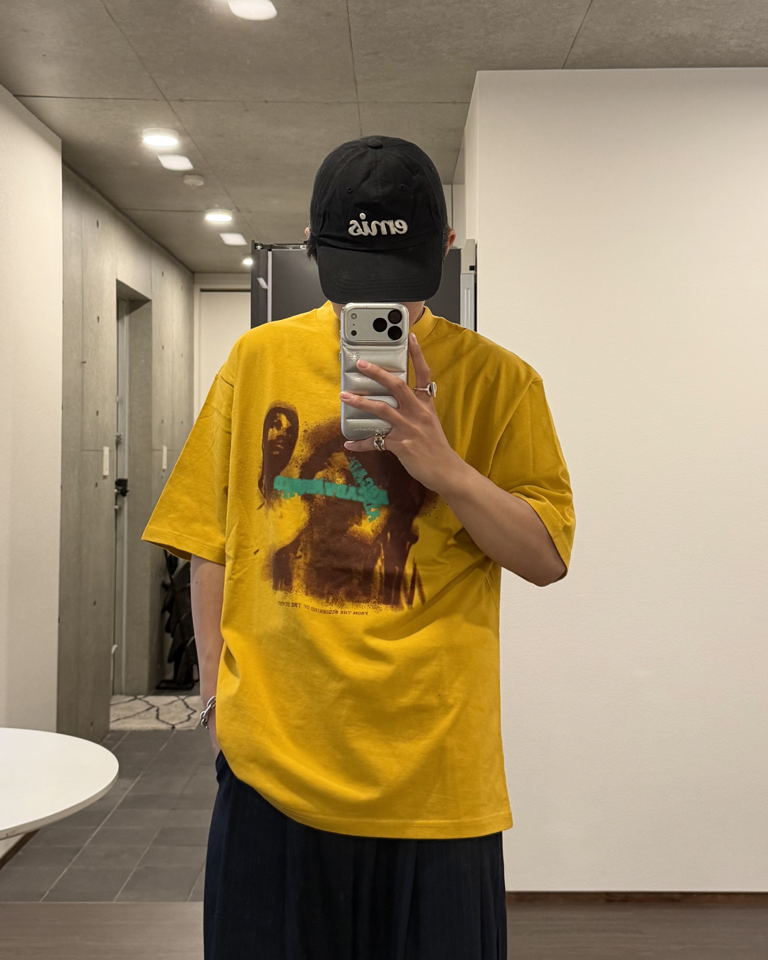 イエロープリントTシャツ KA7279