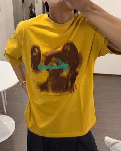イエロープリントTシャツ KA7279
