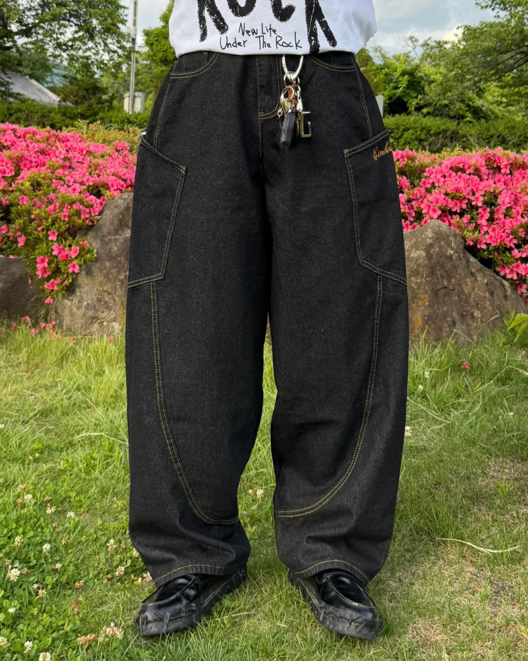 レトロステッチバギーデニムパンツ KA7314