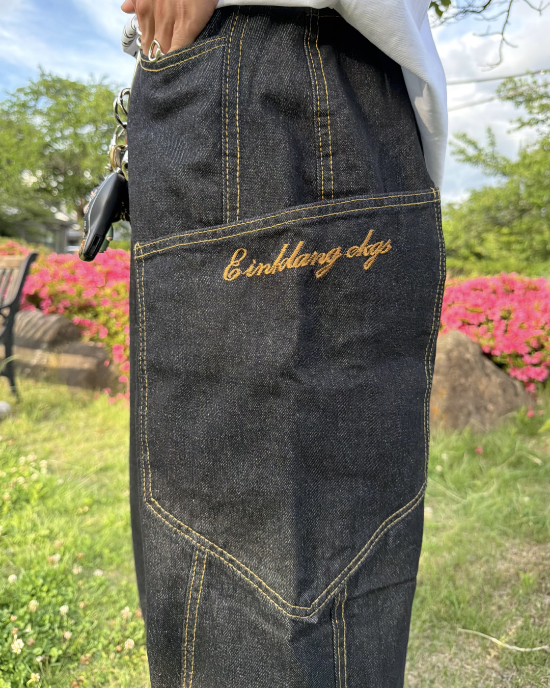 レトロステッチバギーデニムパンツ KA7314