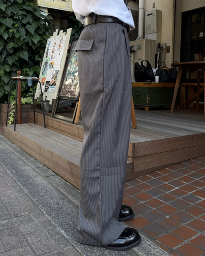 アーバンストライプワイドスラックス KA7363