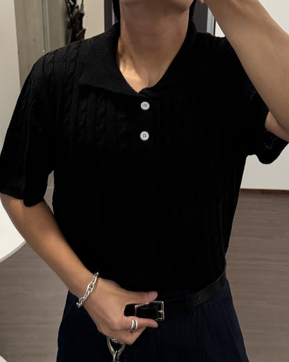 ケーブルニットポロシャツ KA7389