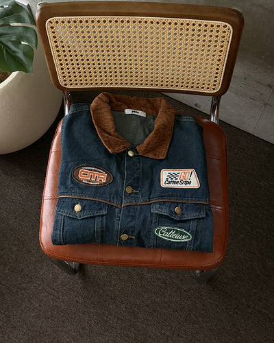 バイカラーワッペンデニムジャケット KA7434