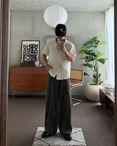 ストライプワイドイージーパンツ KA7435