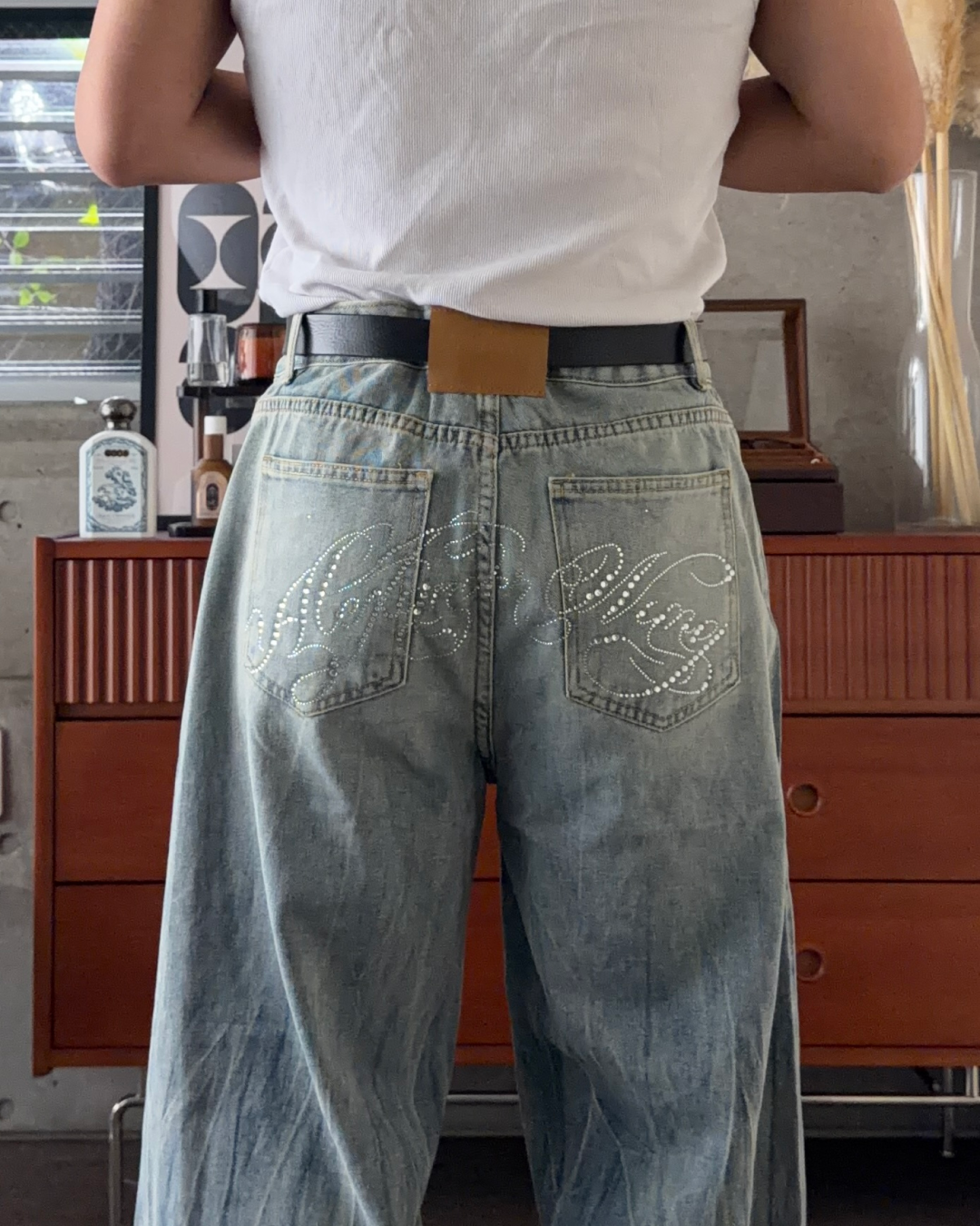 ウォッシュブルーワイドデニムパンツ KA7533