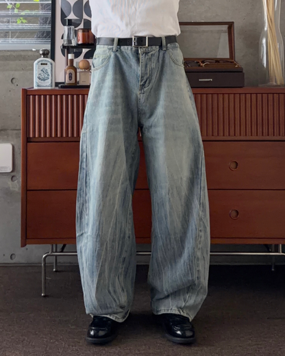 ウォッシュブルーワイドデニムパンツ KA7533