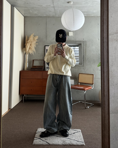 ウォッシュブルーワイドデニムパンツ KA7533