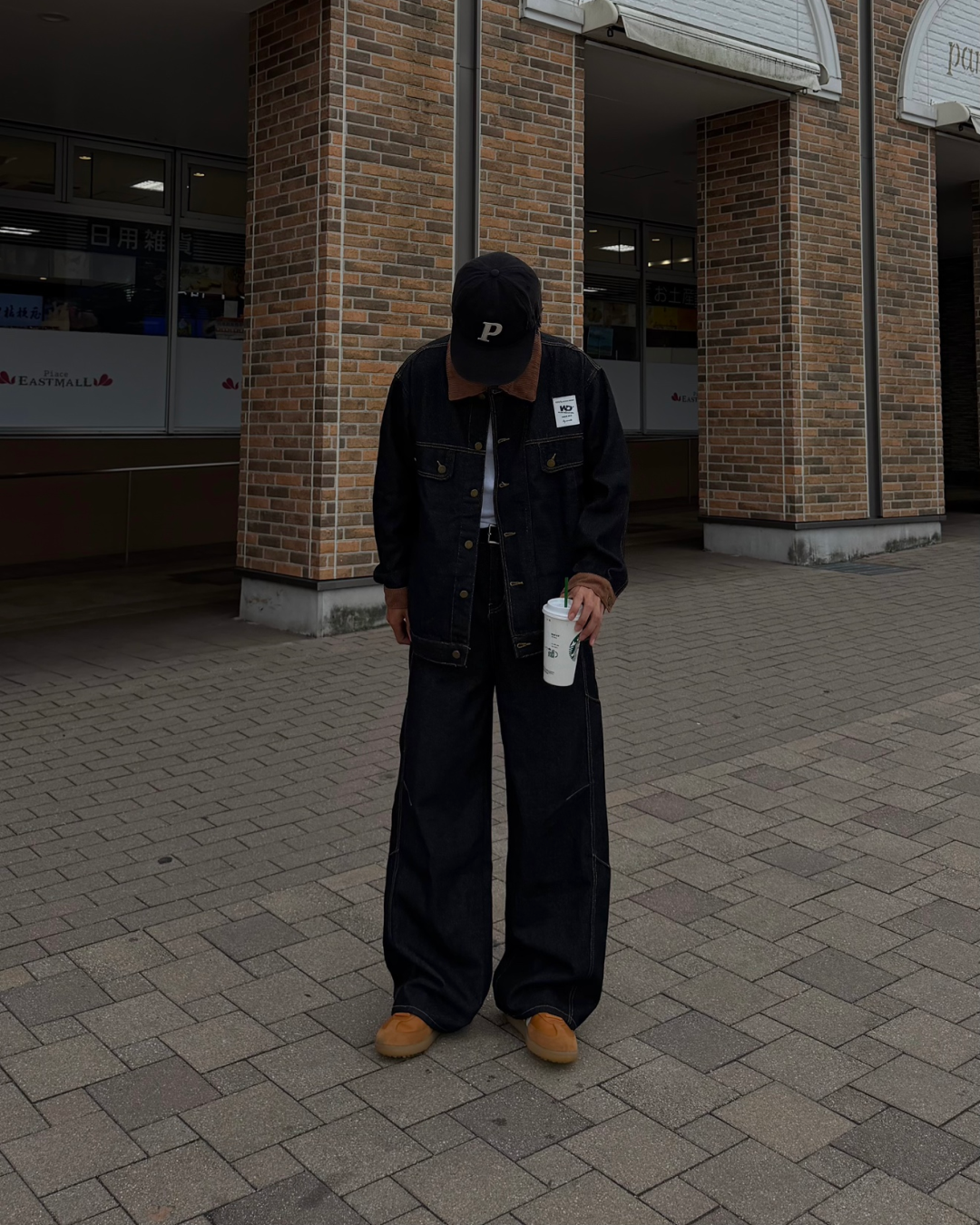 【即納】ステッチデザインワイドデニムパンツ KA7429