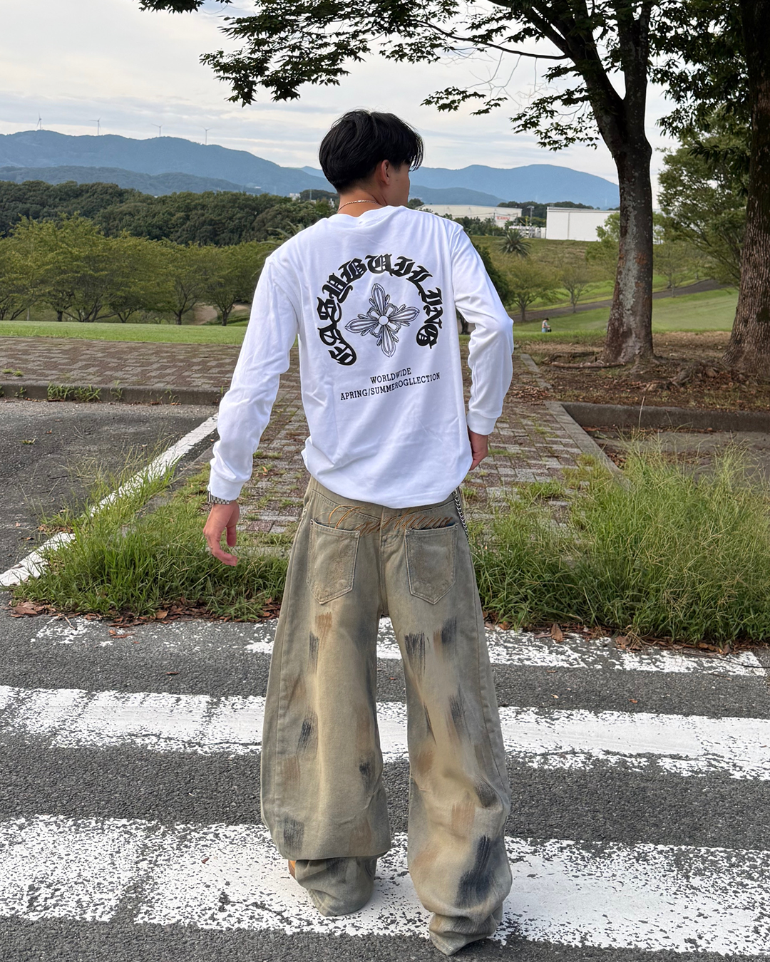 クロスグラフィックロングスリーブT KB0001