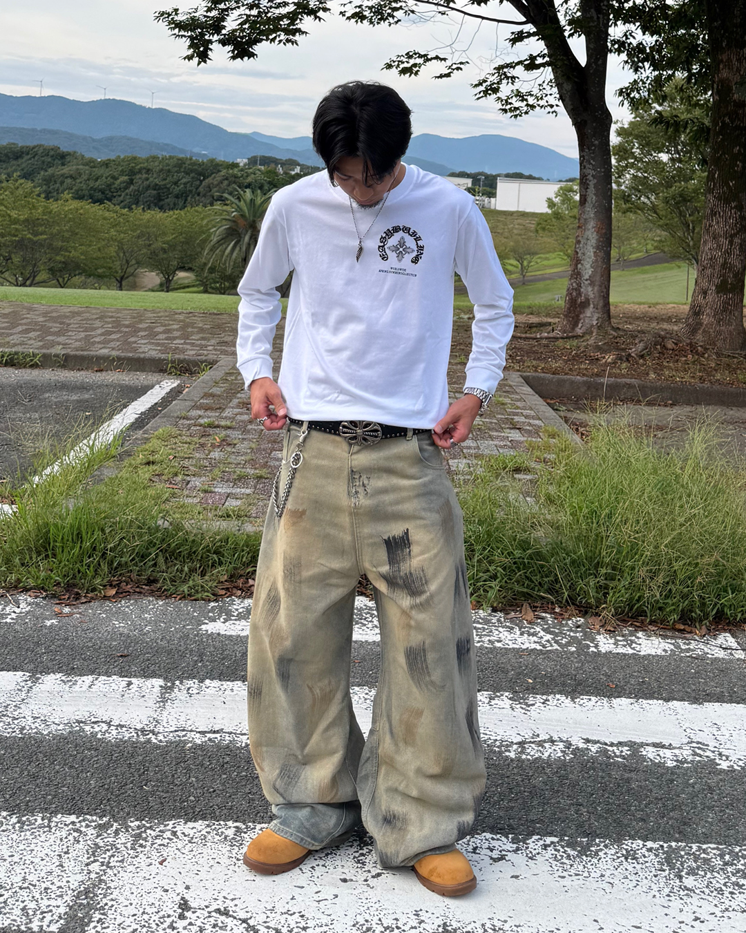 コンストラクトリバースデザインワイドパンツ KB0027